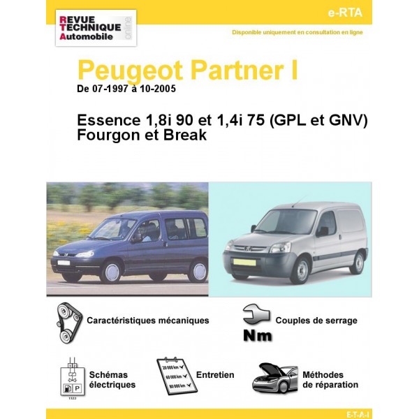 Revue Technique Peugeot Partner I Essence et GPL (RTA) Site officiel ETAI