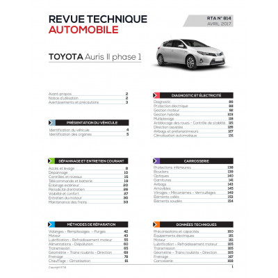 RTA 814 - TOYOTA AURIS II Ph.1: 1.8i EH (hybrid) ( de 2013 à 2015)