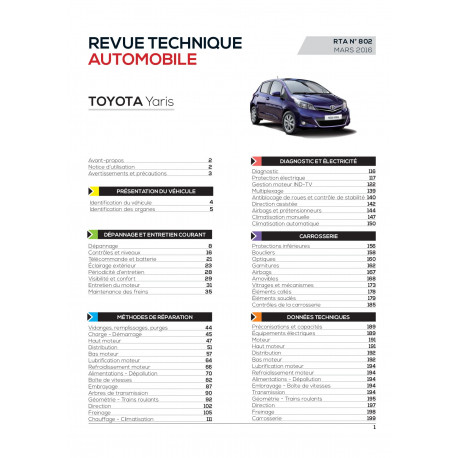 TOYOTA YARIS III PHASE 1-2011 à 2015 E.T.A.I Revue Technique Automobile 802 