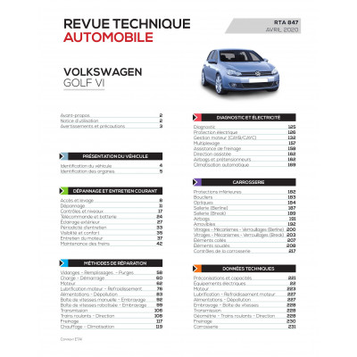 RTA PDF 847 VOLKSWAGEN GOLF VI (2008 - 2013)