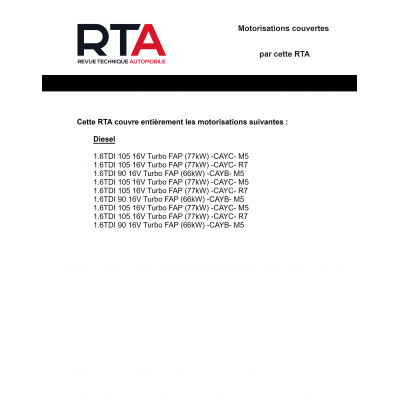 RTA PDF 847 VOLKSWAGEN GOLF VI (2008 - 2013)