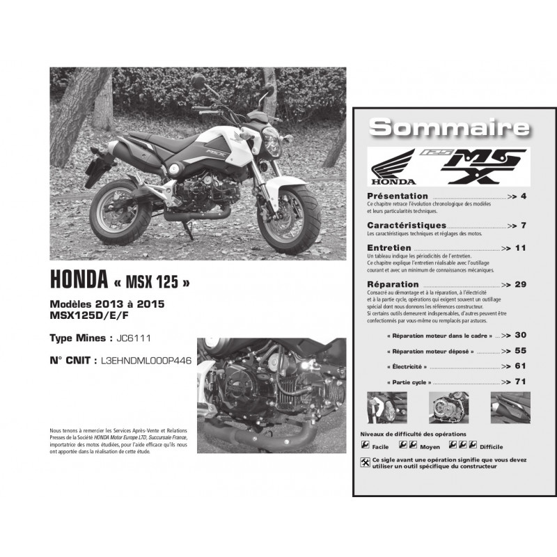 Revue Moto Technique HONDA MSX 125