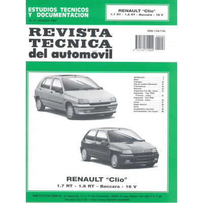 Documentación técnica RTA 06 RENAULT CLIO 1.7 RT-1.8 RT-BACCARA ET 16 S (1994 -1996)