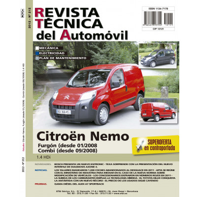 Documentación técnica RTA 212 CITROEN NEMO FURGON COMBI (2008 -2018)
