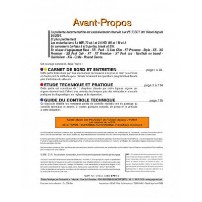 RTA 678 PEUGEOT 307 phase 1 (2001 à 2005) - Diesel