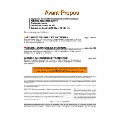 RTA B731.5 PEUGEOT 308 I PHASE 1 (2007 à 2011)