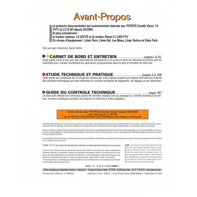 RTA B705.6 TOYOTA COROLLA II VERSO PHASE 1 (2004 à 2007)