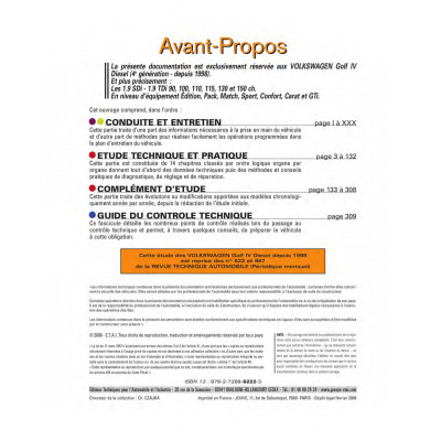 RTA 622.2 VOLKSWAGEN GOLF IV (1J) (1998 à 2004) - Diesel