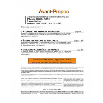 RTA B784.5 OPEL ASTRA IV (J) PHASE 1 (2010 à 2012)