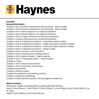Peugeot 106 Petrol & Diesel (91 - 04) Haynes Repair Manual