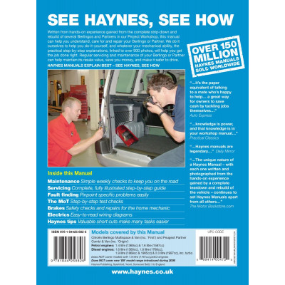 Citroen Berlingo & Peugeot Partner Petrol & Diesel (96 - 10) Haynes Repair Manual
