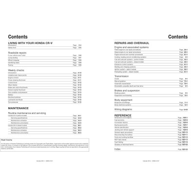 Honda CR-V Petrol & Diesel (02 - 06) Haynes Repair Manual