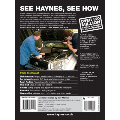 Toyota RAV4 Petrol & Diesel (94 - Jan 06) Haynes Repair Manual