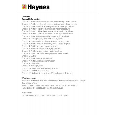 Peugeot 207 Petrol & Diesel (2006 - 2013) Haynes Repair Manual