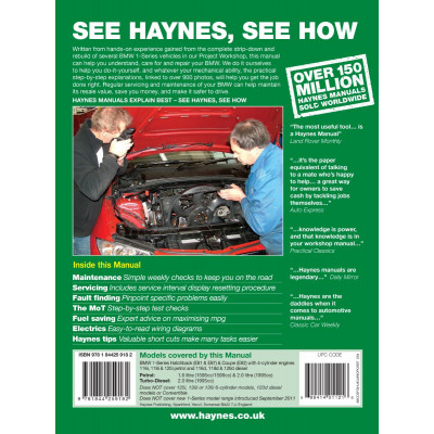 BMW 1-Series 4-cyl Petrol & Diesel (04 - Aug 11) Haynes Repair Manual
