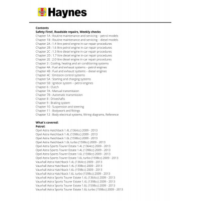 Vauxhall/Opel Astra Petrol & Diesel  (Dec 09 - 13) Haynes Repair Manual