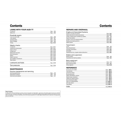 Audi TT (99 to 06) T to 56 Haynes Repair Manual