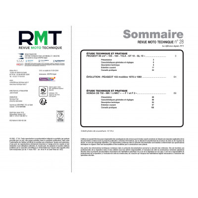 Pack RMT 28 PEUGEOT 103/104 (1971 à 1980) et HONDA CB 750 K1 à K7 (1969 à 1978) + PDF