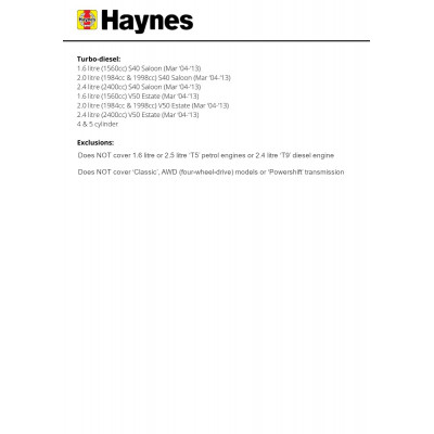 Volvo S40 & V50 Petrol & Diesel (Mar '04-'13) Haynes Repair Manual