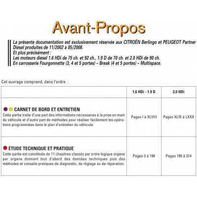 RTA PDF 111 - CITROEN BERLINGO et PEUGEOT PARTNER I phase 2 (2002 à 2008)