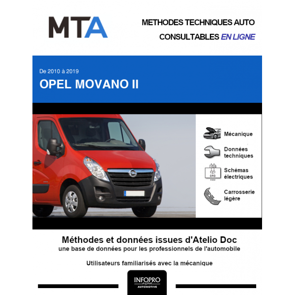 MTA Opel Movano II BENNE DOUBLE CABINE 4 portes de 04/2010 à ce jour