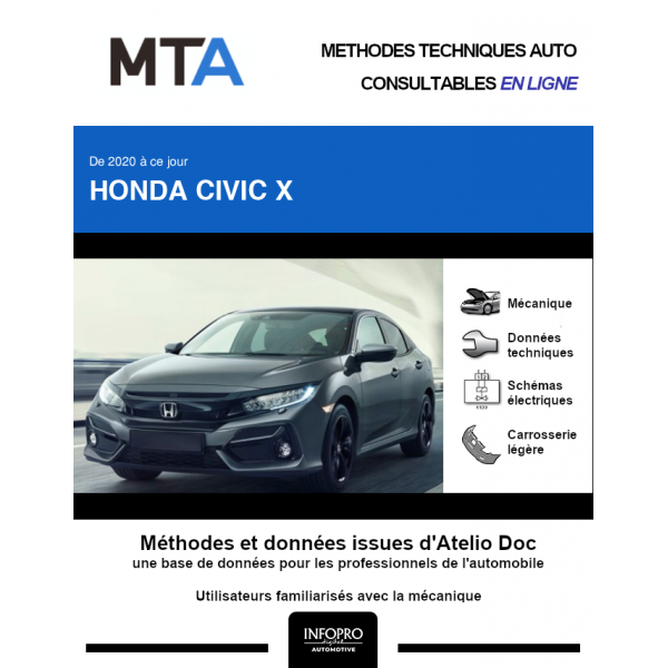 MTA Honda Civic X HAYON 5 portes de 01/2020 à ce jour