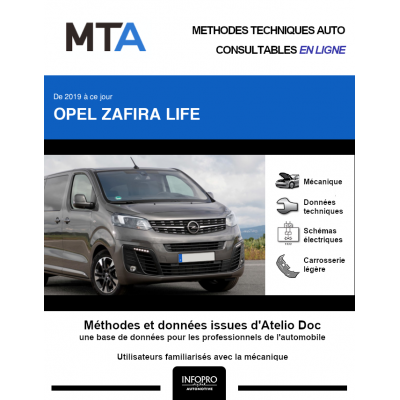 MTA Opel Zafira life COMBI 4 portes de 06/2019 à ce jour