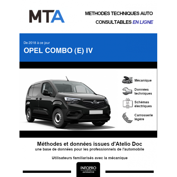 MTA Opel Combo IV FOURGON 5 portes de 07/2018 à ce jour