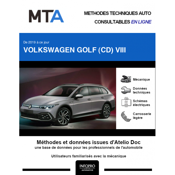MTA Volkswagen Golf VIII BREAK 5 portes de 12/2020 à ce jour