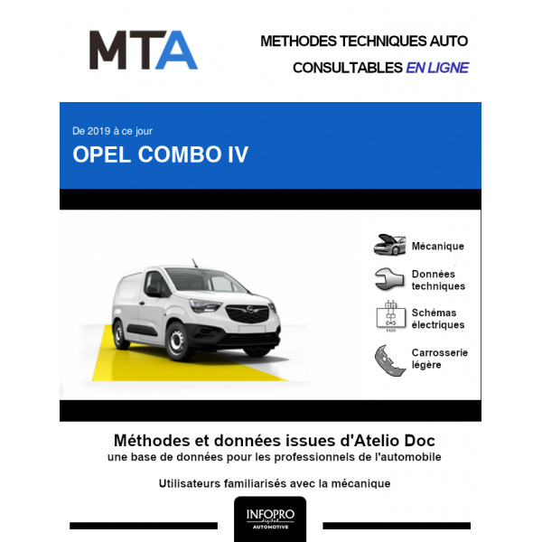 MTA Opel Combo IV FOURGON 4 portes de 05/2018 à ce jour