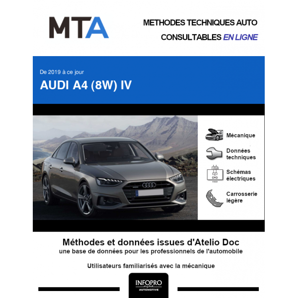 MTA Audi A4 IV BERLINE 4 portes de 09/2019 à ce jour
