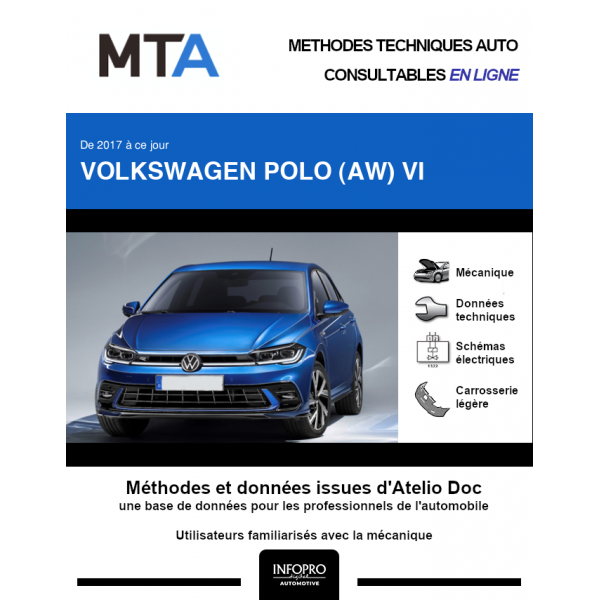 MTA Volkswagen Polo VI HAYON 5 portes de 09/2021 à ce jour