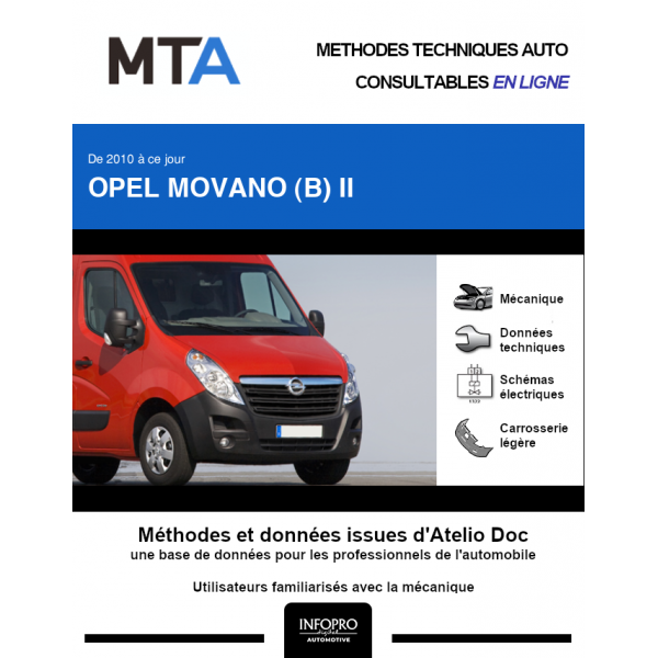 MTA Opel Movano II FOURGON 4 portes de 10/2016 à ce jour