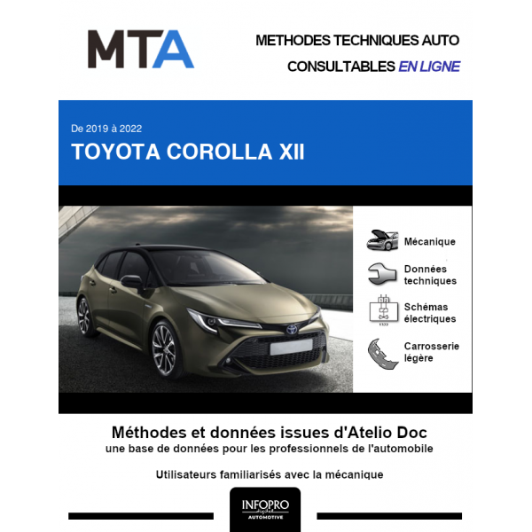 MTA Toyota Corolla XII HAYON 5 portes de 01/2019 à ce jour