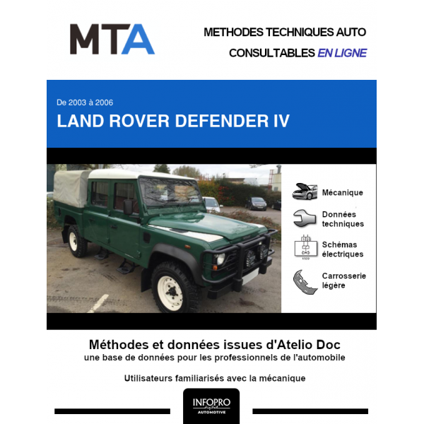 MTA Land rover Defender IV CHASSIS DOUBLE CABINE 4 portes de 09/2003 à 10/2006