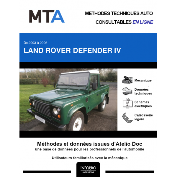 MTA Land rover Defender IV PICKUP 2 portes de 02/2004 à 10/2006