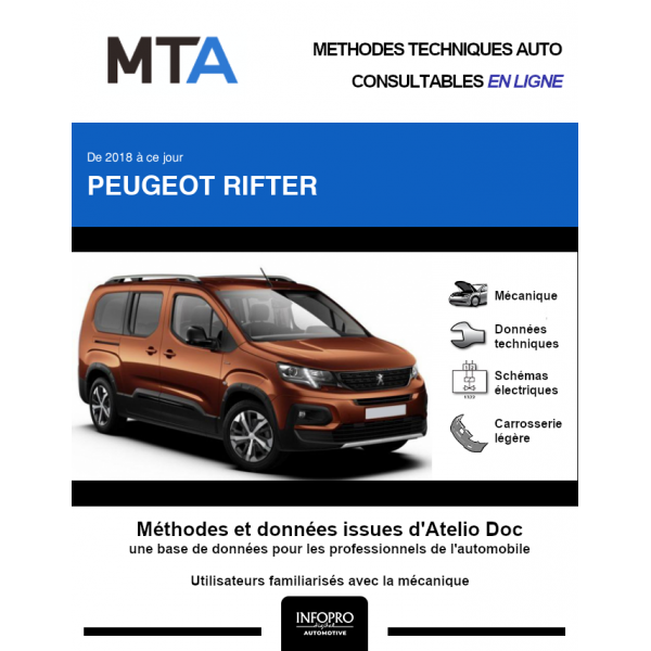 MTA Peugeot Rifter BREAK 5 portes de 07/2018 à ce jour