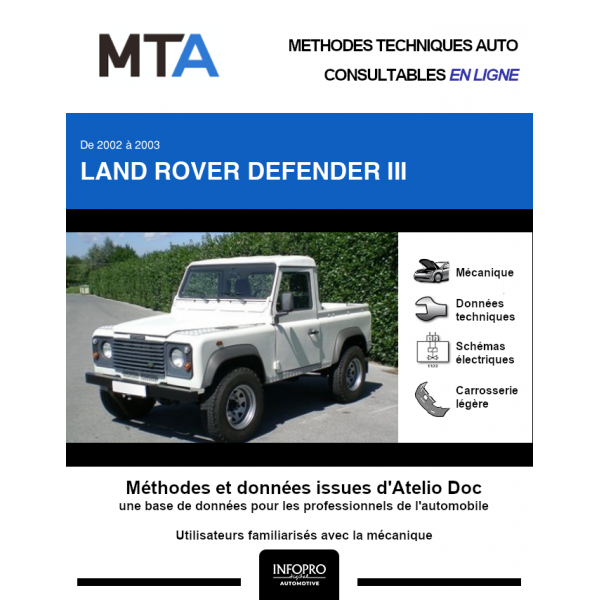 MTA Land rover Defender III PICKUP 2 portes de 10/2002 à 09/2003