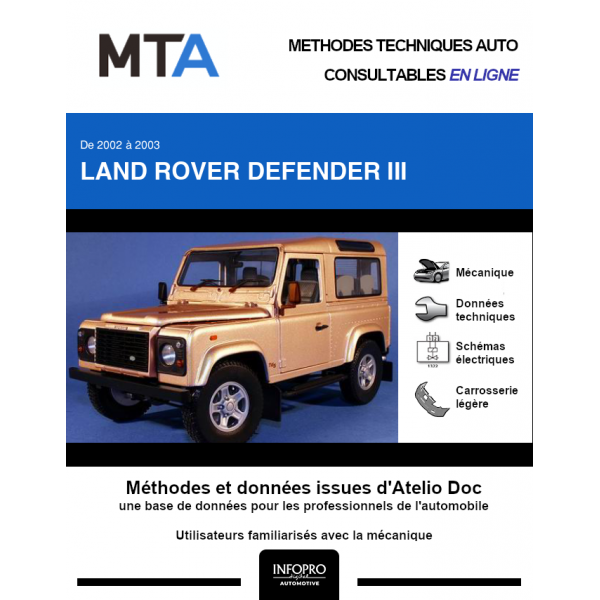 MTA Land rover Defender III BREAK 3 portes de 10/2002 à 09/2003