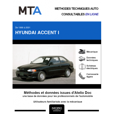 MTA Hyundai Accent I HAYON 3 portes de 11/1999 à 09/2001