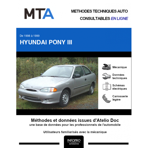 MTA Hyundai Pony III HAYON 3 portes de 01/1998 à 11/1999