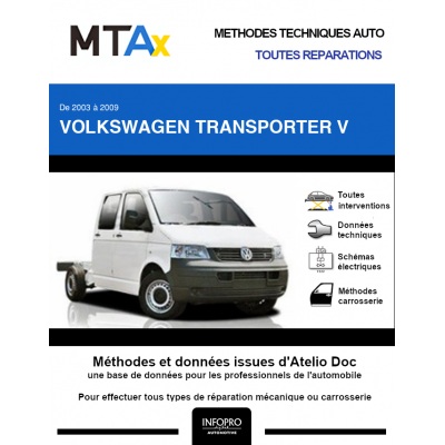 MTA Expert Volkswagen Transporter V CHASSIS DOUBLE CABINE 4 portes de 06/2003 à 08/2009