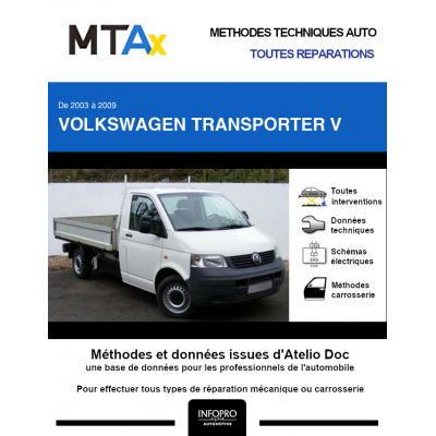 MTA Expert Volkswagen Transporter V PICKUP 2 portes de 06/2003 à 08/2009