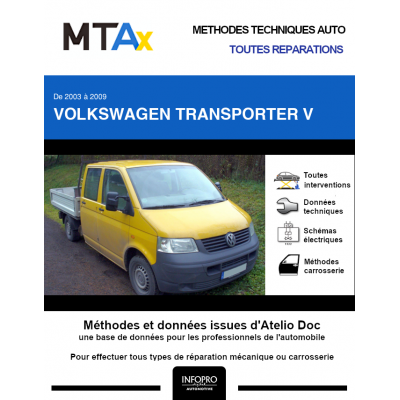 MTA Expert Volkswagen Transporter V PICKUP DBL.CAB. 4 portes de 06/2003 à 08/2009