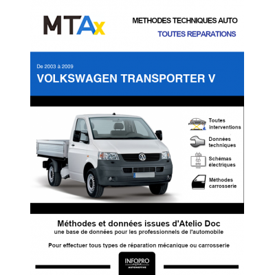 MTA Expert Volkswagen Transporter V PICKUP 2 portes de 06/2003 à 08/2009