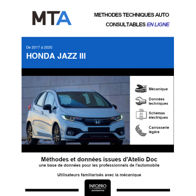 MTA Honda Jazz III MONOSPACE 5 portes de 10/2017 à ce jour