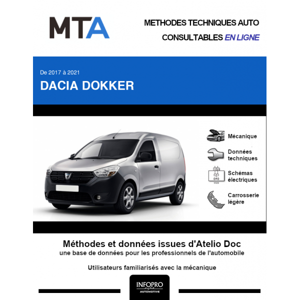 MTA Dacia Dokker FOURGON 5 portes de 01/2017 à ce jour