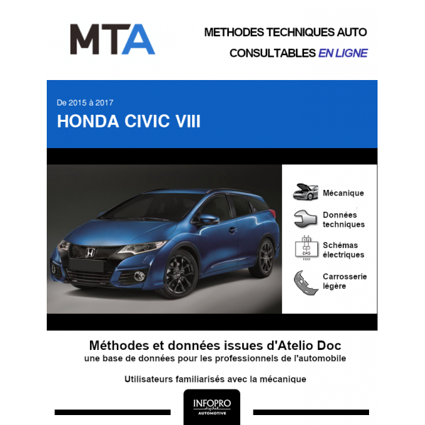 MTA Honda Civic VIII BREAK 5 portes de 01/2015 à 12/2017