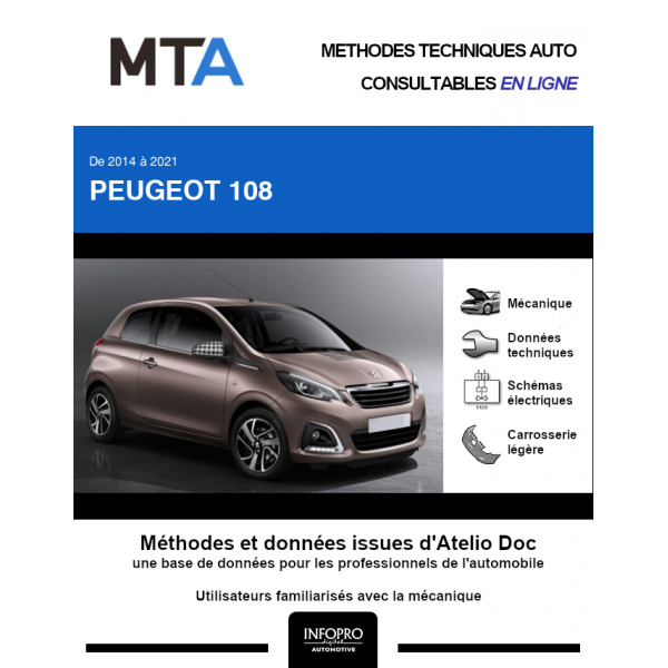 MTA Peugeot 108 HAYON 3 portes de 06/2014 à ce jour