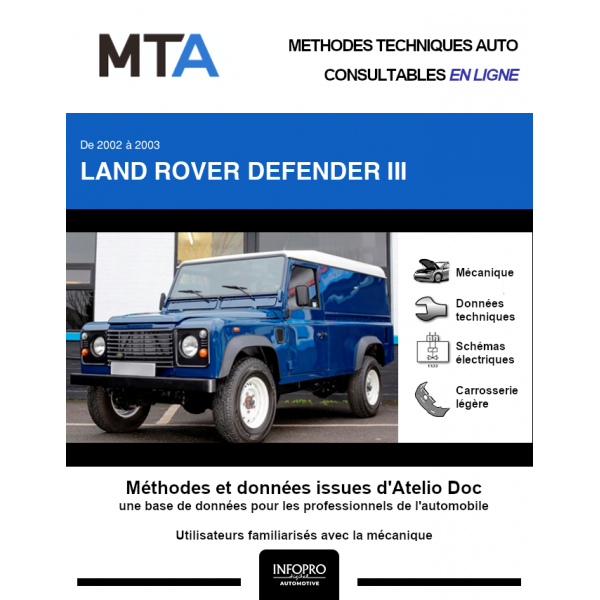 MTA Land rover Defender III FOURGON 3 portes de 10/2002 à 09/2003
